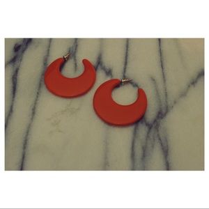 SOLD Orange Vintage Plastic Hoop Earrings